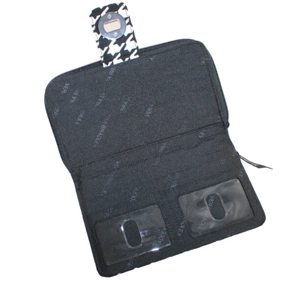 Vera Bradley Midnight Houndstooth Black And White Turn Lock Wallet - Picture 7 of 9